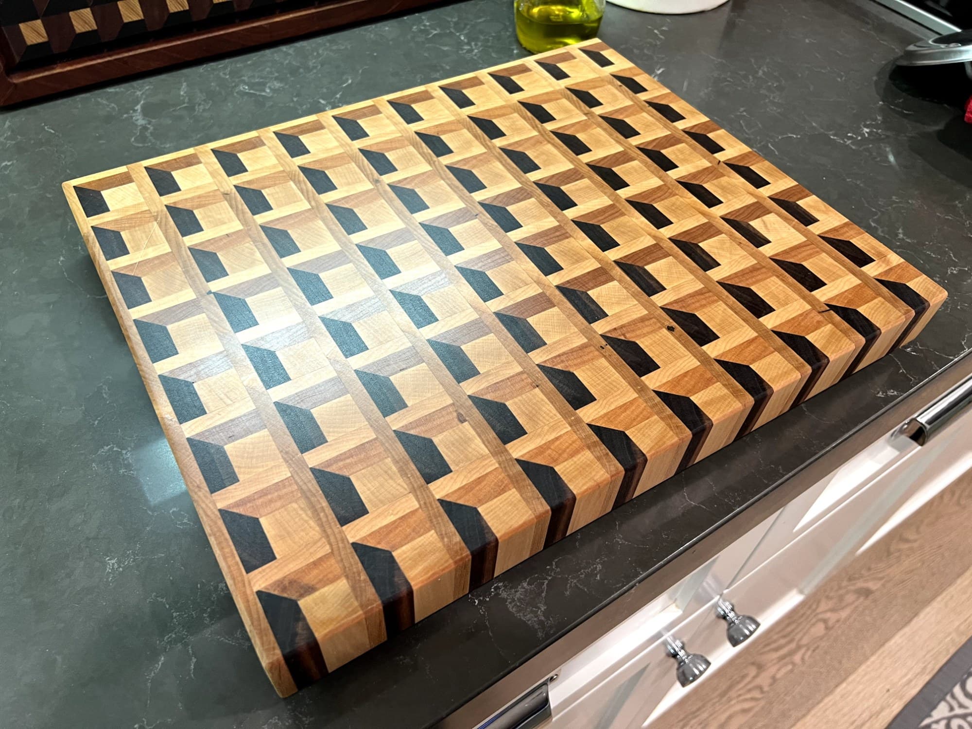3D Tumbling Block End-Grain Cutting Board